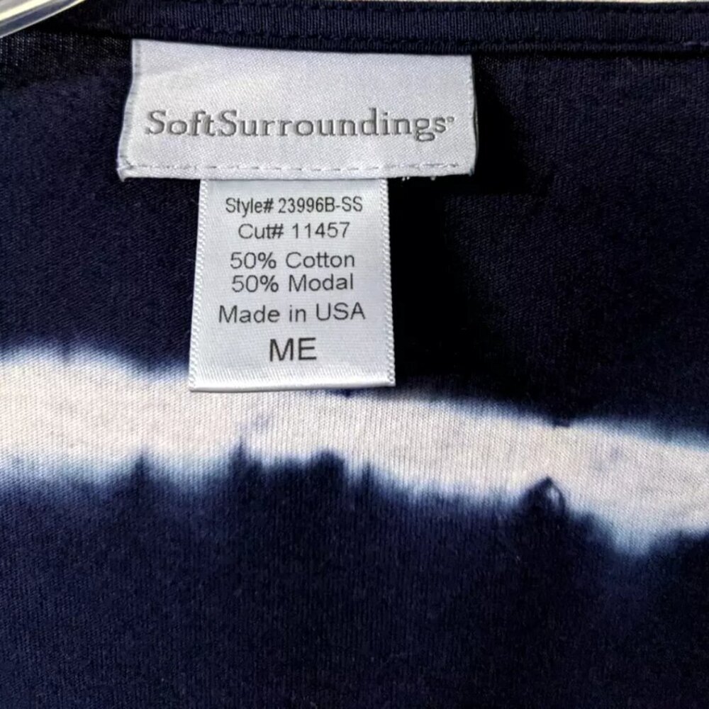 Soft Surroundings Navy Tie Dye Waterfall Drape Open Front Cardigan Wrap Size M - Picture 4 of 5